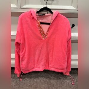 Sunday in Brooklyn Plush Fuzzy Oversized Pink Hoodie